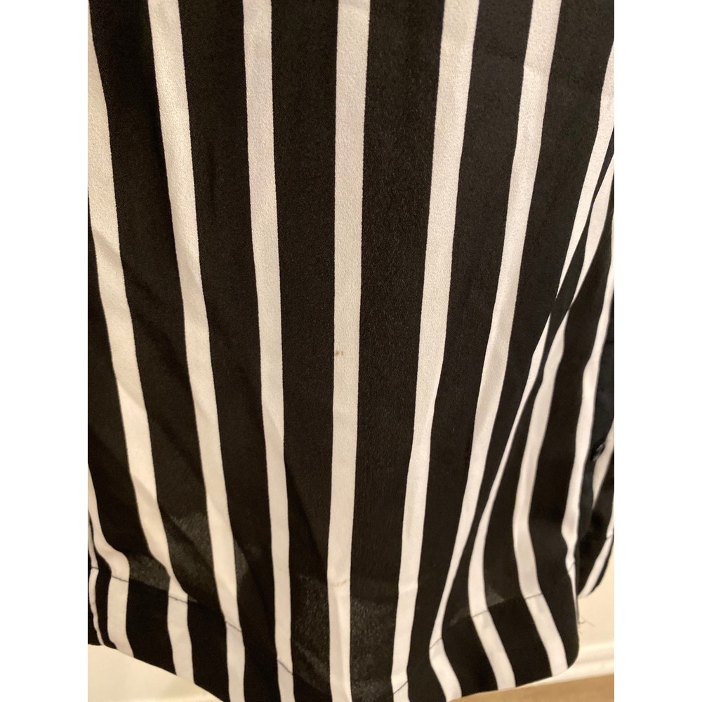 Express The Portofino Shirt Dress S Black White Striped Long Roll Tab Sleeve - Picture 14 of 14